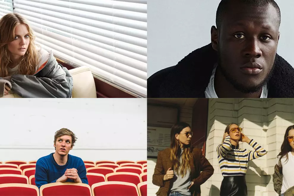 C'wise from top left: Tove Lo, Stormzy, HAIM, George Ezra