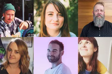 Top: Glenn Dickie, Maggie Collins, Damian Cunningham. Bottom: Katie Rynne, Alex Paioff, Em Burrows
