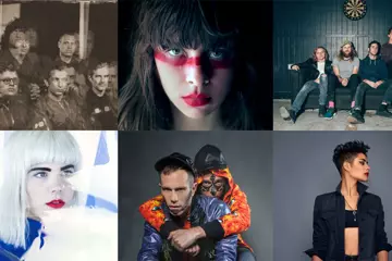 C'wise from top left: At The Drive In, Le Butcherettes, Sorority Noise, Montaigne, The Presets, Bec Sandridge