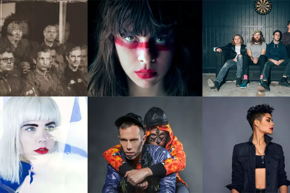 C'wise from top left: At The Drive In, Le Butcherettes, Sorority Noise, Montaigne, The Presets, Bec Sandridge