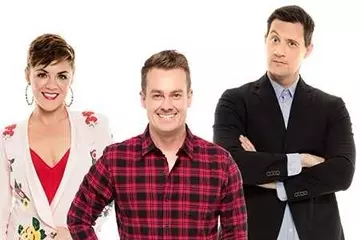 2DayFM breakfast team: Em Rusciano, Grant Denyer, Ed Kavalee