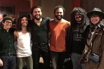 Adam Duritz (second from the right) with Gang Of Youths. Pic via Instagram