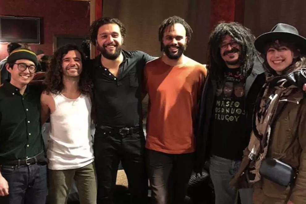 Adam Duritz (second from the right) with Gang Of Youths. Pic via Instagram