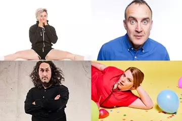 Clockwise from top left: Demi Lardner, Jimeoin, Georgie Carroll, Ross Noble