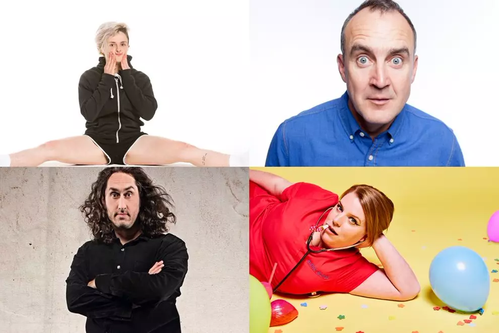 Clockwise from top left: Demi Lardner, Jimeoin, Georgie Carroll, Ross Noble