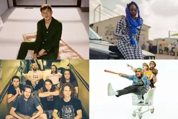 Clockwise from top left: Flume (Zachary Chick), Sampa The Great (Barun Chatterjee), The Chats (Kane Hibberd), King Gizzard & The Lizard Wizard