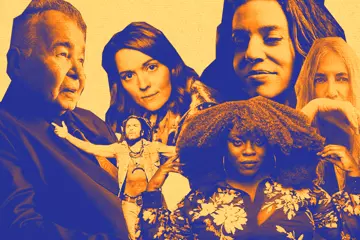 Clockwise, L to R: John Prine, Brandi Carlile, Ani DiFranco, Patti Smith (pic by Ferial), Yola, Lenny Kravitz