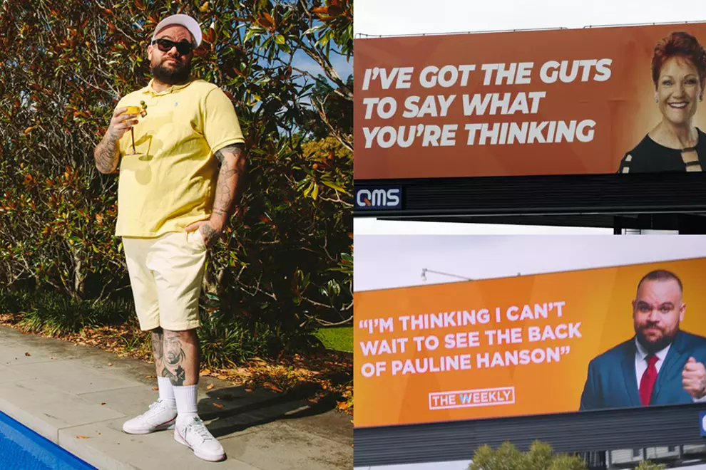 Briggs pic by Cole Bennetts. Billboards via The Weekly on Twitter.