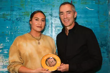 Nat Dunn with APRA AMCOS Chief Executive Dean Ormston.