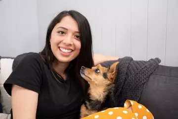 Jorgensen with her dog Penny