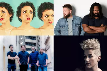 C’wise from top left: Sahara Beck, Busby Marou, Katie Noonan (pic by Cybele Malinowski), Custard (pic by Lyndal Irons)