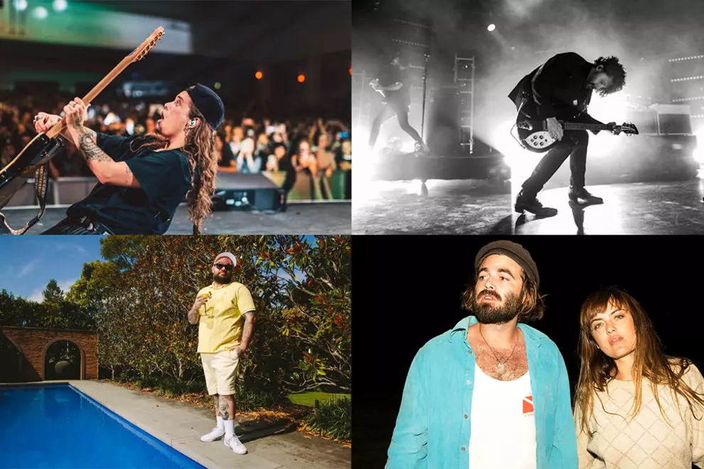 Clockwise from top left: Tash Sultana (pic by Dara Munnis), Gang Of Youths (pic by Lucinda Goodwin), Angus & Julia Stone and Briggs (pic by Cole Bennetts)