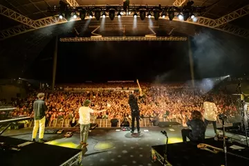 Down To Earth at Melbourne's Sidney Myer Music Bowl in Feb 2020. Pic by Tim Lambert.