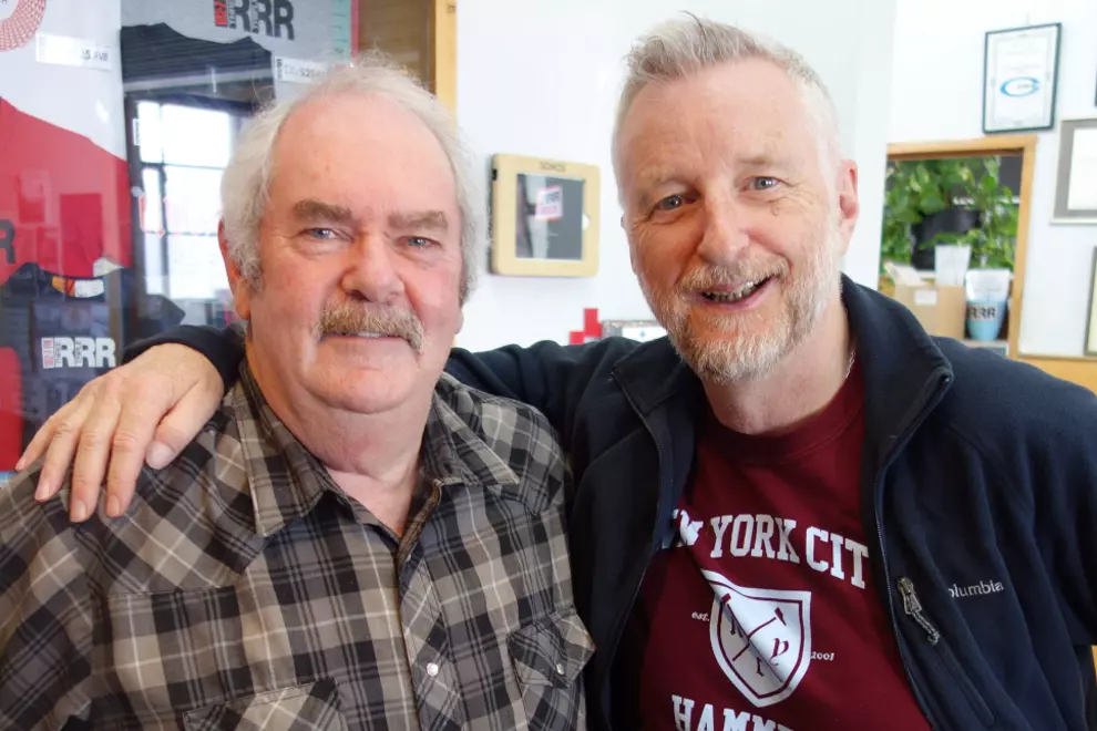 Brian Wise with Billy Bragg (pic courtesy of Triple R)