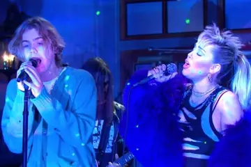 The KID Laroi (left) with Miley Cyrus (right) on 'Saturday Night Live'