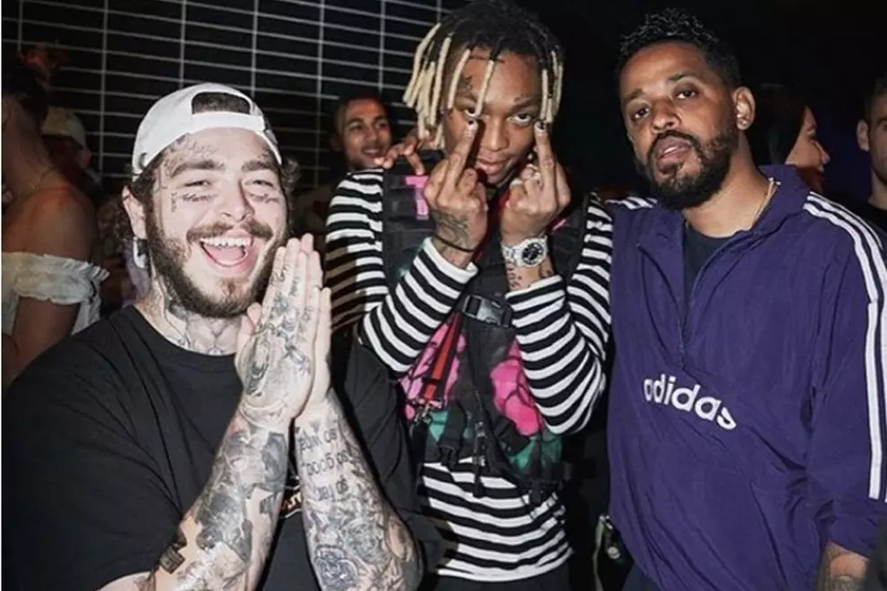 L-R: Post Malone, Tyler Yaweh & music manager Tes Siyoum