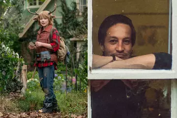 Christian Convery as Gus in ‘Sweet Tooth’ (pic by Kirsty Griffin) and Marlon Williams