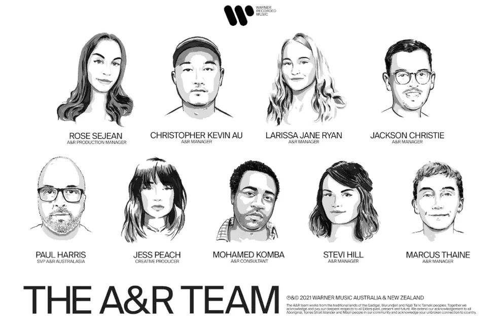 Meet the new A&R team for Warner Music Australasia! Graphic Assets by Sebastian White (@sebi.white on IG) 