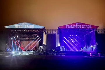 Main stages as the rain rolled in