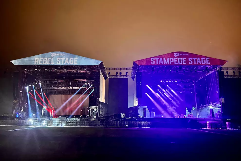 Main stages as the rain rolled in