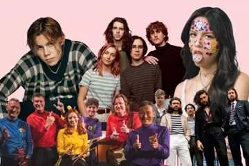 C’wise from top left: The Kid LAROI (pic by Daniel Prakopcyk), Spacey Jane (pic by Charlie Hardy), Olivia Rodrigo, Gang Of Youths (pic by Amy Heycock), The Wiggles
