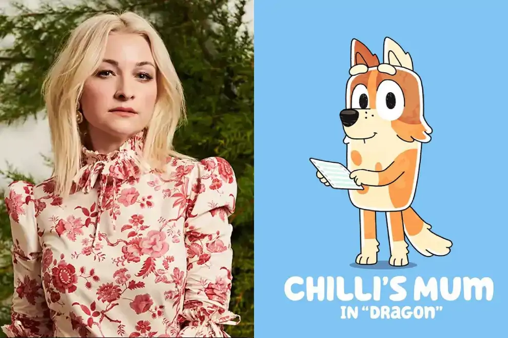 Photo of Kate Miller-Heidke & her Bluey character