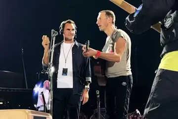 Coldplay with Roger Federer