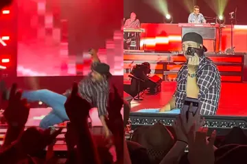 Luke Bryan slips on fan's phone