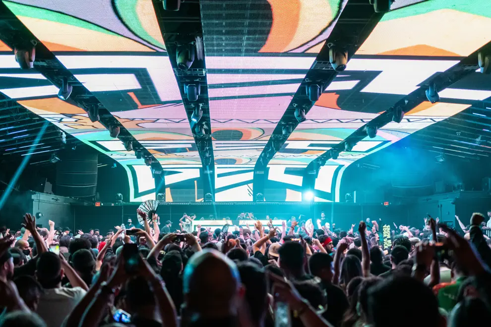 Bright lights in nightclub