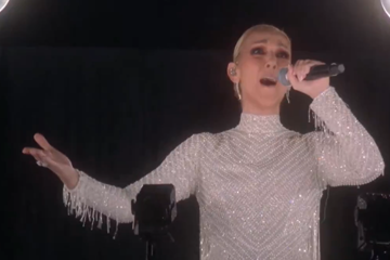 Celine Dion performing at the Olympics Opening Ceremony