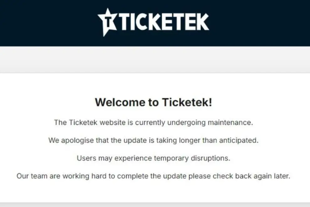 Ticketek error message