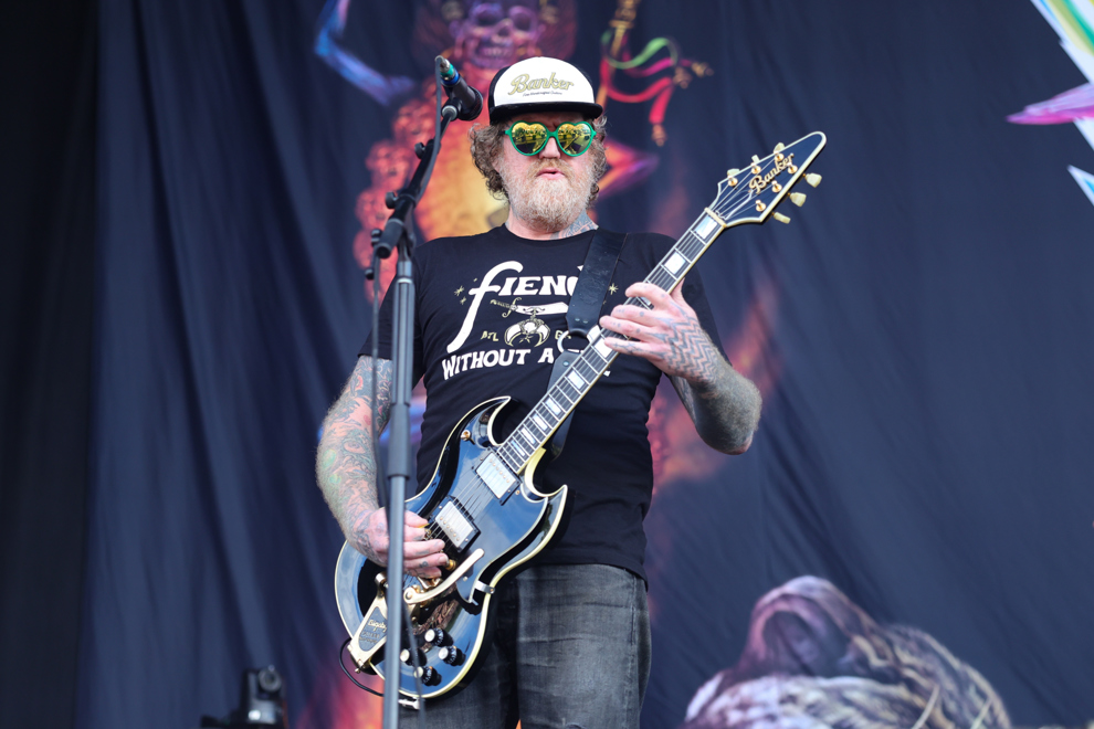 Mastodon's Brent Hinds performing at Good Things Festival