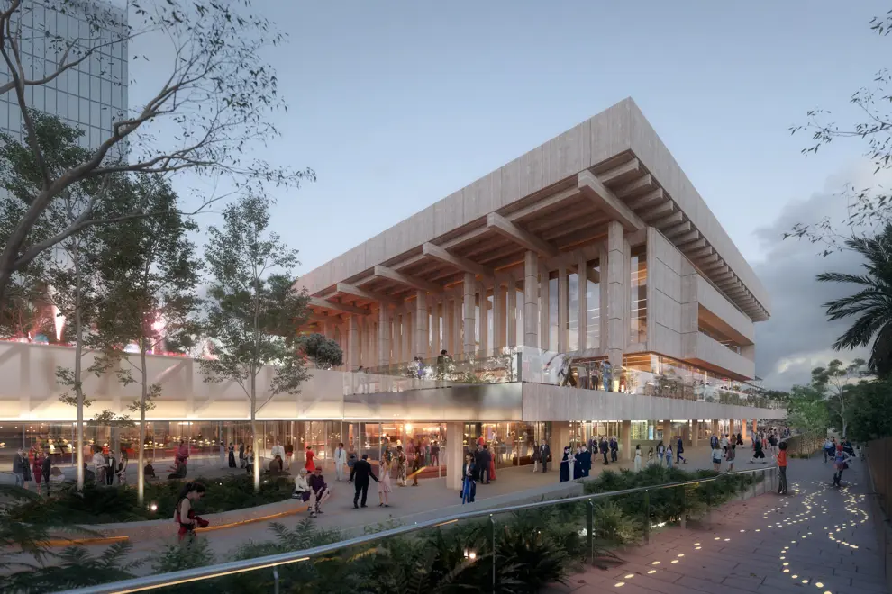 A render of Perth Concert Hall's proposed redevelopment, which will be completed by 2028. 