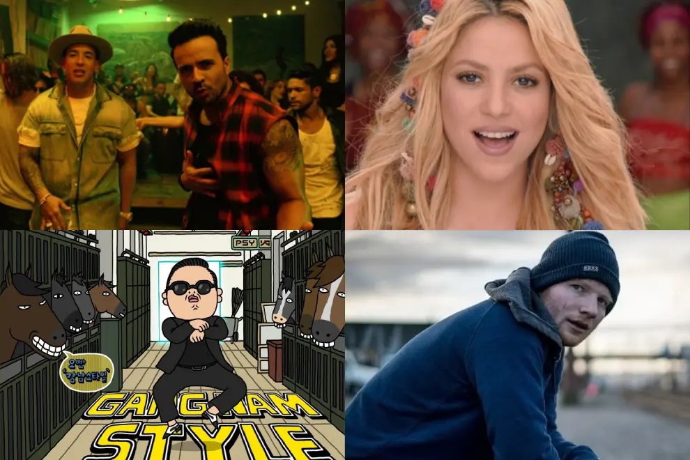 Despacito, Waka Waka, Gangnam Style, Shape Of You music videos