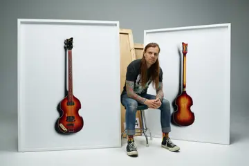 Kane Hibberd with Paul McCartney's Höfner bass