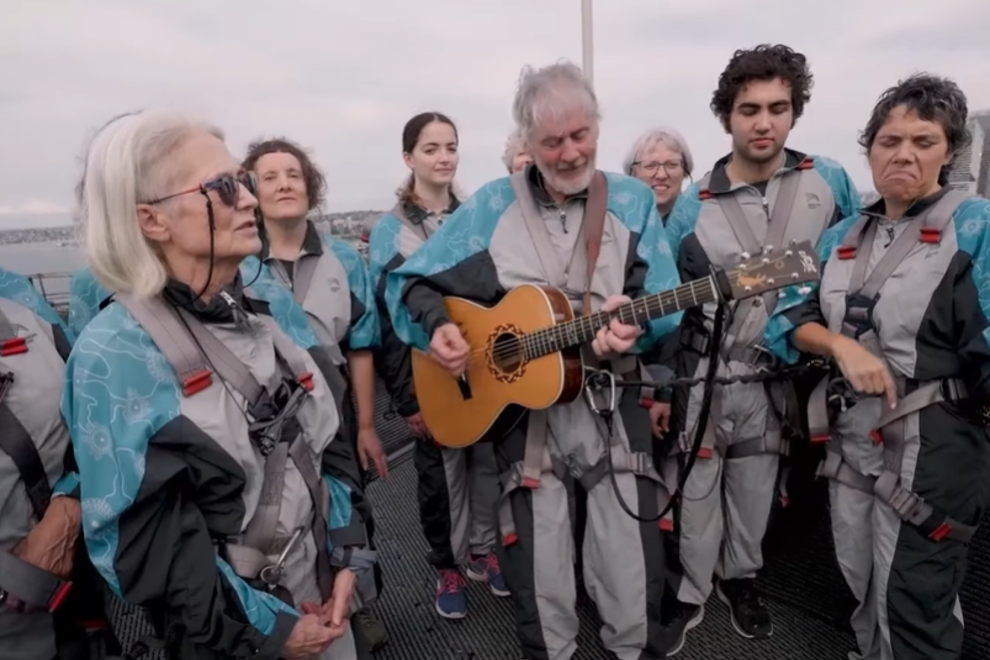 Shane Howard performing 'Solid Rock' with the Barayagal Choir