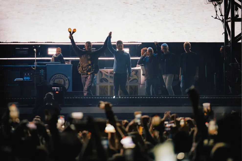 Oasis on stage at Principality Stadium, Cardiff