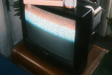Television set on a wooden table
