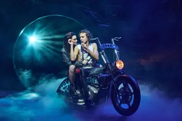 Katie Tonkinson as Raven & Glenn Adamson as Strat in 'Bat Out Of Hell: The Musical'