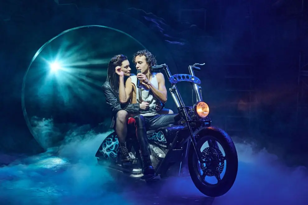 Katie Tonkinson as Raven & Glenn Adamson as Strat in 'Bat Out Of Hell: The Musical'