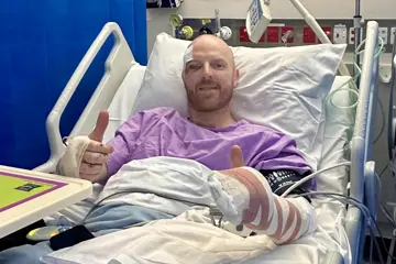 Sam Hales in hospital