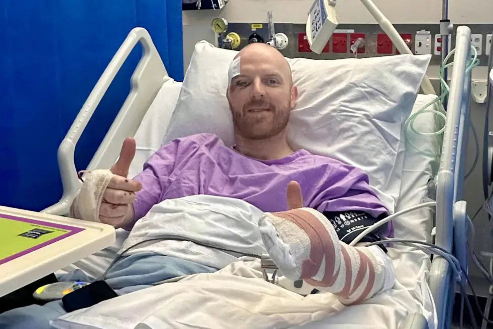 Sam Hales in hospital