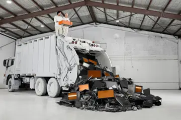 The Avalanches and their new synthesiser alongside e-waste