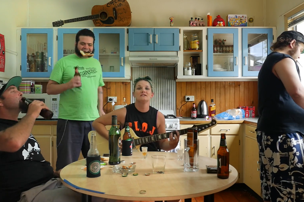 Flangipanis in the 'Noise Complaint' music video