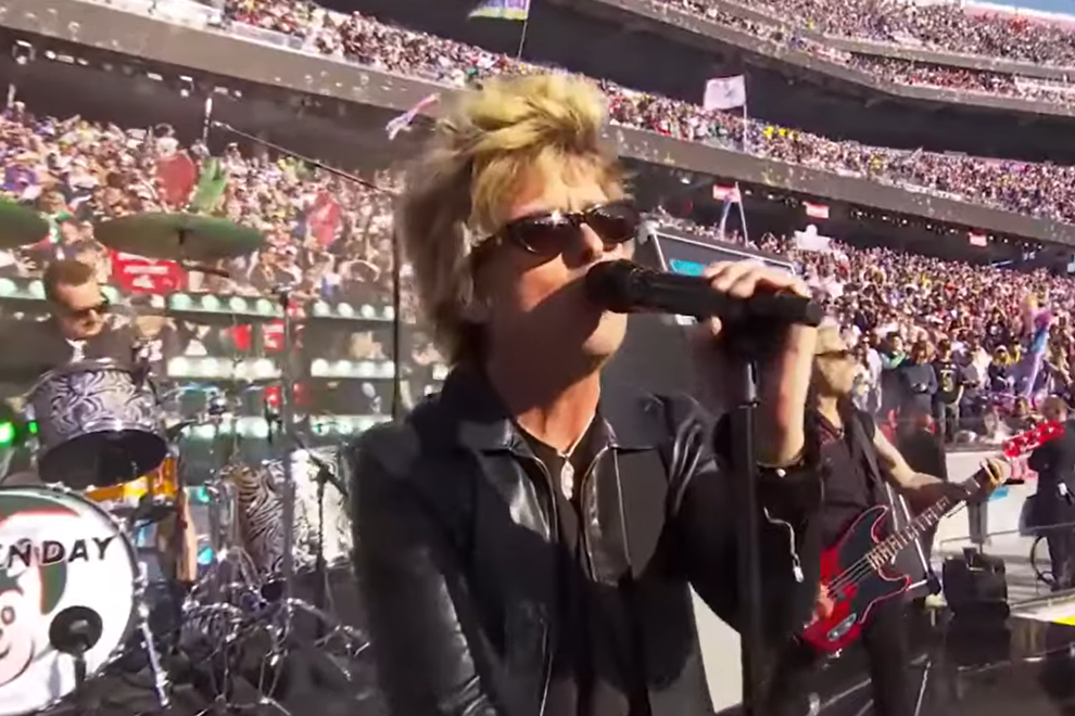 Green Day performing at the 2026 Super Bowl
