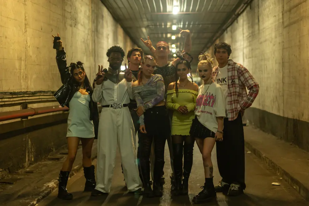 Genesis Owusu with the cast of 'Heartbreak High'