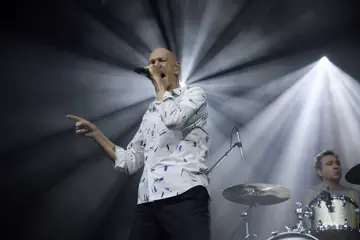 Peter Garrett performing with The Presets