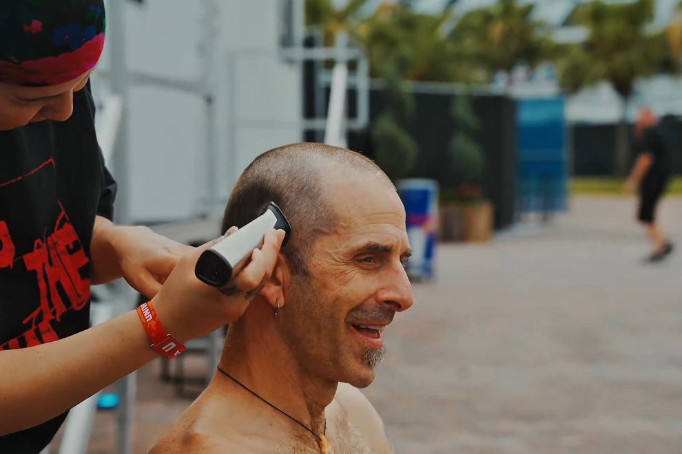 Lamb of God's Randy Blythe getting his head shaved by Jessyca