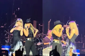 Taylor Swift and Lainey Wilson on stage