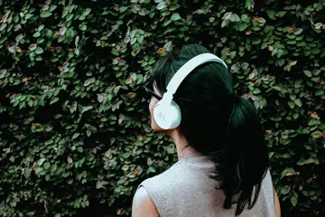 Listening to music with headphones